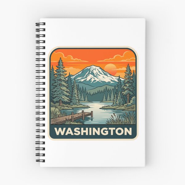 Item preview, Retro Washington State Mount Rainier Alpine Lake Art designed and sold by Paper Drip.