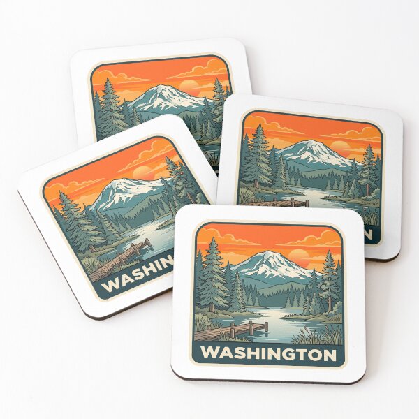 Item preview, Retro Washington State Mount Rainier Alpine Lake Art designed and sold by Paper Drip.