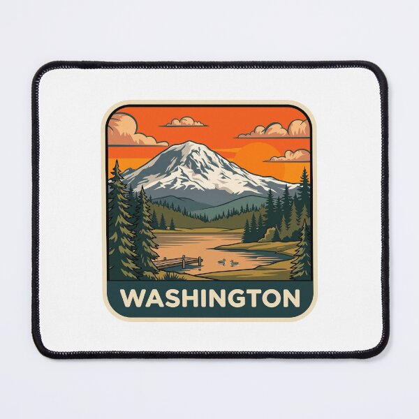 Item preview, Retro Washington State Mount Rainier Alpine Lake Art designed and sold by Paper Drip.