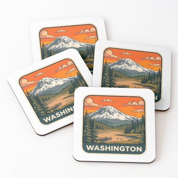 Item preview, Retro Washington State Mount Rainier Alpine Lake Art designed and sold by Paper Drip.