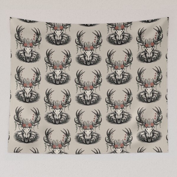 Item preview, Deer Skull Floral Antlers Botanical Art designed and sold by NuvoraNest.