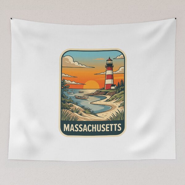 Item preview, Vintage Massachusetts Cape Cod Lighthouse Coastal Art designed and sold by Paper Drip.