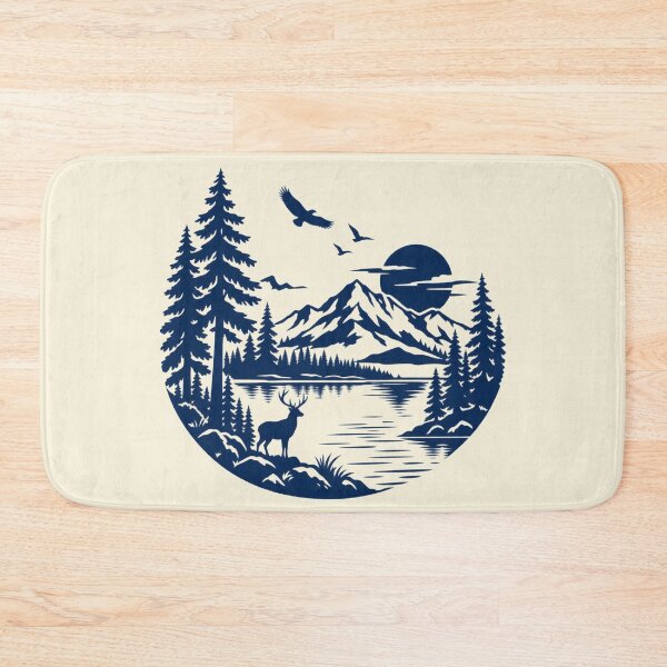 Item preview, Mountain Forest Deer Silhouette Nature Landscape designed and sold by ParfaitPrints.