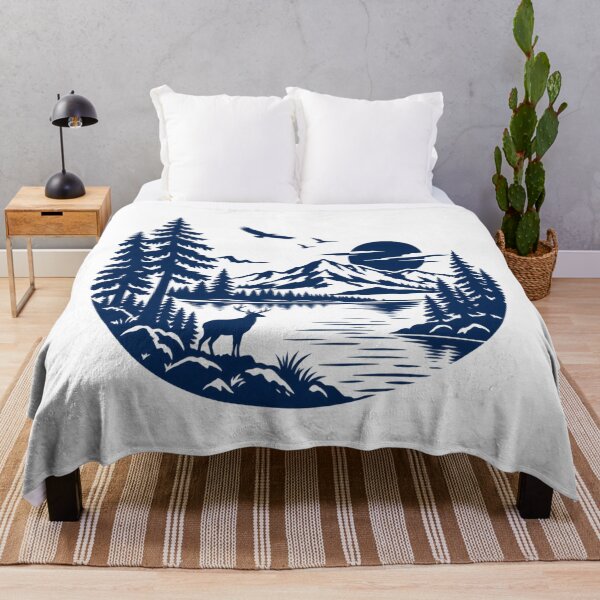 Item preview, Mountain Forest Deer Silhouette Nature Landscape designed and sold by ParfaitPrints.