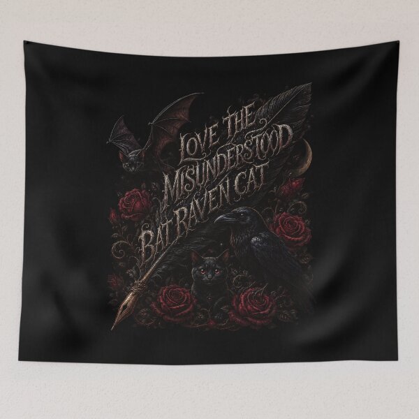 Item preview, Love The Misunderstood Bat Raven Cat, Dark Fantasy Art, Gothic Aesthetic, Witchcore, Black Cat Lovers, Vampire Vibes, designed and sold by Crystal-Tree.