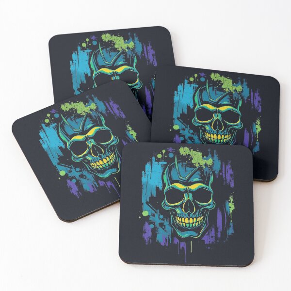 Item preview, Neon Skull Splatter Art - Cyberpunk Gothic Grunge Graphic designed and sold by ERODED SELF.