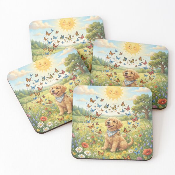 Item preview, A happy puppy playing with butterflies  designed and sold by Unique designs for all ages.