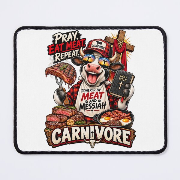 Item preview, COW POWERED BY MEAT AND MESSIAH designed and sold by CarnivoreGifts.