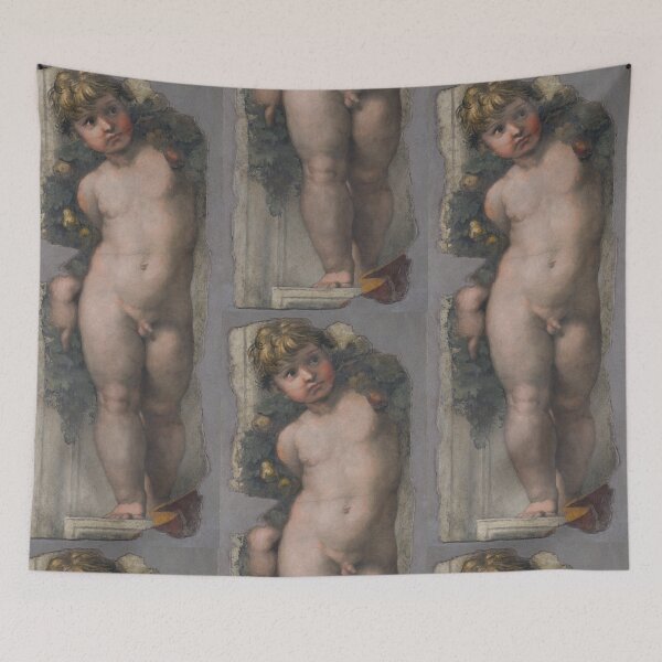 Artikelvorschau, Renaissance-Fresko-Putto inmitten von Laub entworfen und verkauft von artofuniverse.
