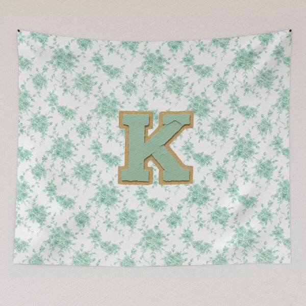 Item preview, Vintage Floral Green Letter K Monogram designed and sold by ITCHAWAWAA.
