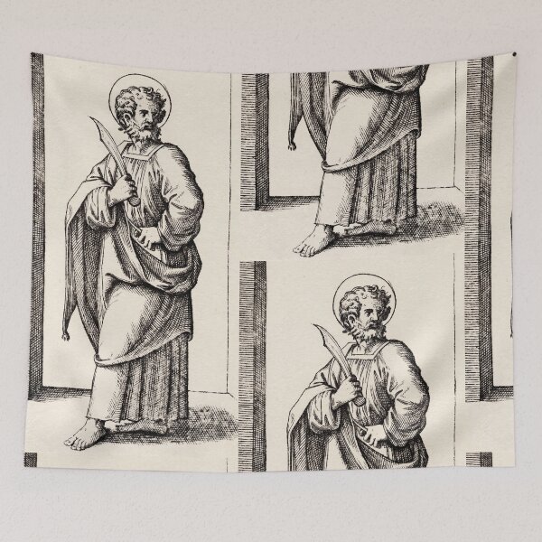 Item preview, Saint Bartholomew Apostle with Knife Engraving designed and sold by artofuniverse.