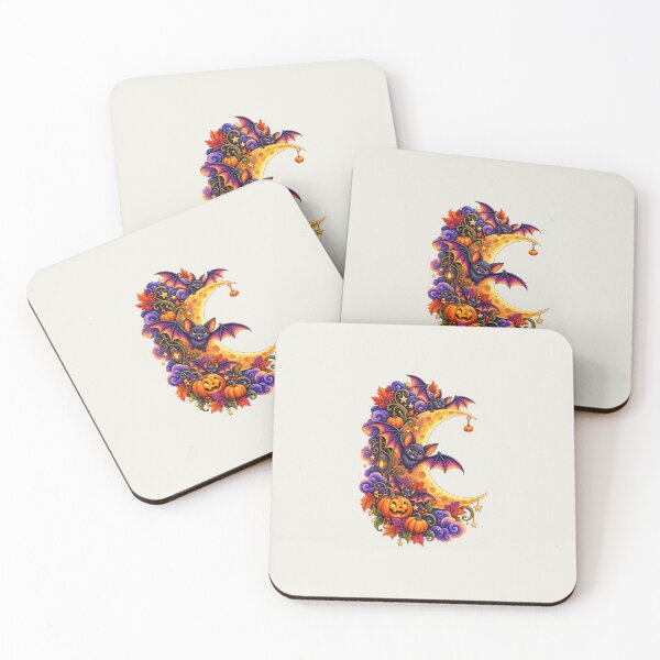 Item preview, Magical Halloween Crescent Moon – Bats, Pumpkins & Autumn Leaves designed and sold by annenambiro.