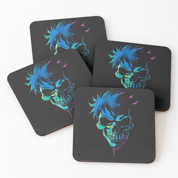 Item preview, Neon Punk Skull Art - Cyberpunk Anime Gothic Graphic designed and sold by ERODED SELF.