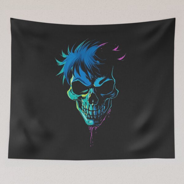 Item preview, Neon Punk Skull Art - Cyberpunk Anime Gothic Graphic designed and sold by ERODED SELF.