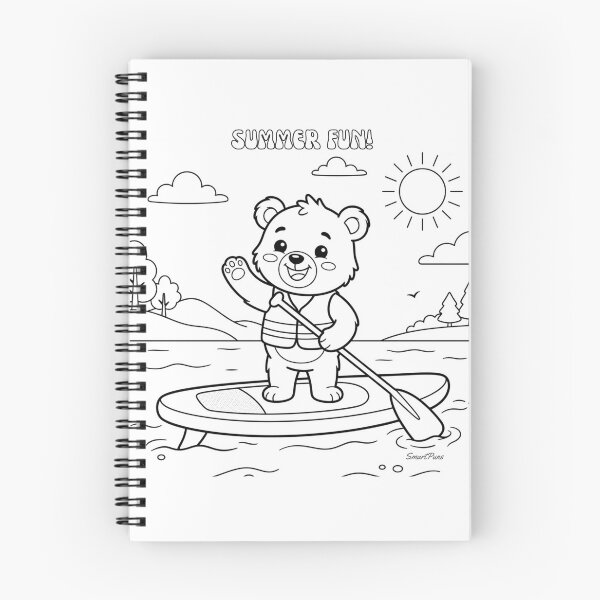 Item preview, Summer Fun Bear Paddle Boarding – Color Your Own Cute Cartoon Teddy, DIY Paintable Beach Activity Apparel Sticker designed and sold by SmartPuns.