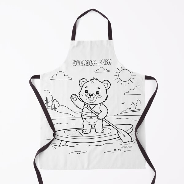 Item preview, Summer Fun Bear Paddle Boarding – Color Your Own Cute Cartoon Teddy, DIY Paintable Beach Activity Apparel Sticker designed and sold by SmartPuns.