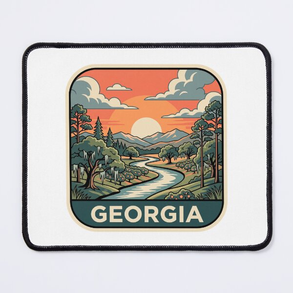 Item preview, Vintage Georgia Peach Orchard River Landscape Art designed and sold by Paper Drip.