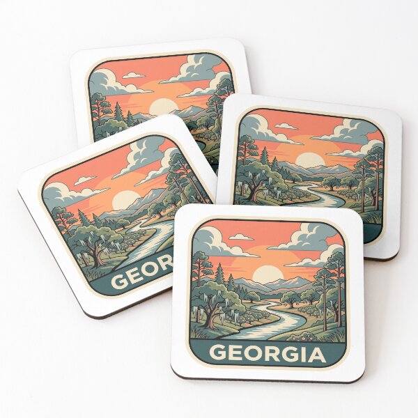 Item preview, Vintage Georgia Peach Orchard River Landscape Art designed and sold by Paper Drip.