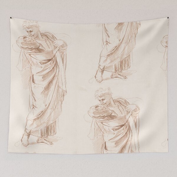 Item preview, Draped Standing Figure Red Chalk Study designed and sold by artofuniverse.