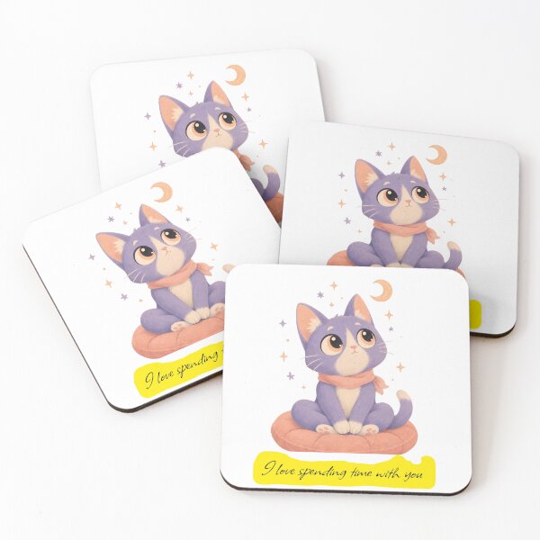 Item preview, I Love Spending Time With You Cute Cat Kawaii Art designed and sold by NikBrin Prevail .