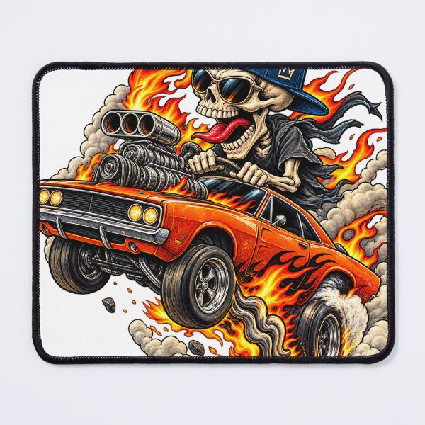 Item preview, Flaming Skeleton Muscle Car Streetwear designed and sold by VYBORA Studio.