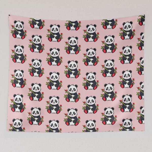 Item preview, Cute Panda With Bamboo and Flowers designed and sold by Liyana House.
