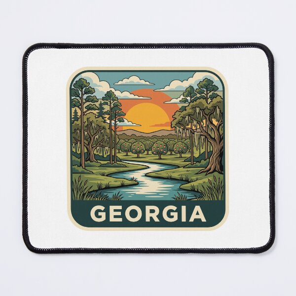 Item preview, Vintage Georgia Peach Orchard River Landscape Art designed and sold by Paper Drip.