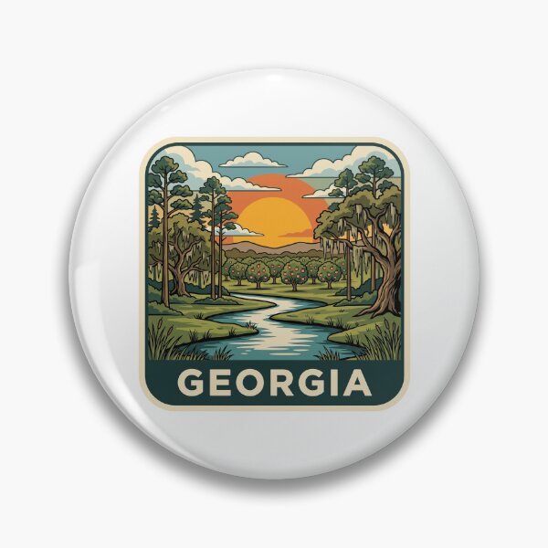 Item preview, Vintage Georgia Peach Orchard River Landscape Art designed and sold by Paper Drip.