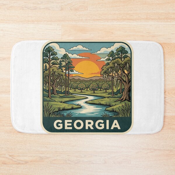 Item preview, Vintage Georgia Peach Orchard River Landscape Art designed and sold by Paper Drip.