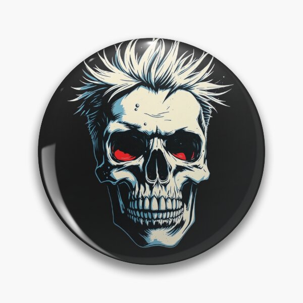 Item preview, Red Eyed Punk Skull - Spiky Hair Gothic Metal Art designed and sold by ERODED SELF.