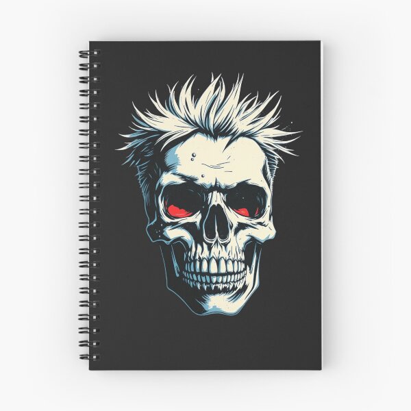 Item preview, Red Eyed Punk Skull - Spiky Hair Gothic Metal Art designed and sold by ERODED SELF.