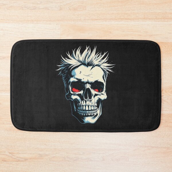Item preview, Red Eyed Punk Skull - Spiky Hair Gothic Metal Art designed and sold by ERODED SELF.