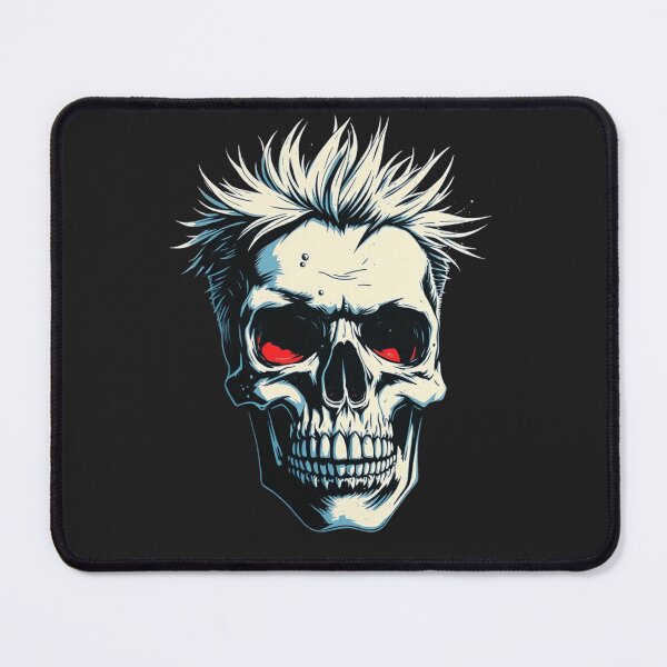 Item preview, Red Eyed Punk Skull - Spiky Hair Gothic Metal Art designed and sold by ERODED SELF.