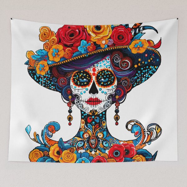 Item preview, Catrina Colorful Sugar Skull Illustration designed and sold by  Ojo de Lilith.