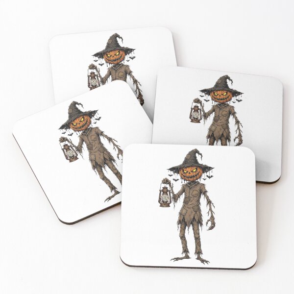 Item preview, The Pumpkin Harvester - Creepy Halloween Scarecrow with Ghost Lantern designed and sold by PrettyCrypt.