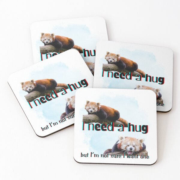 Item preview, I Need a Hug but I'm Not Sure I Want One Funny Mixed Emotions Red Panda  designed and sold by SunandShade.