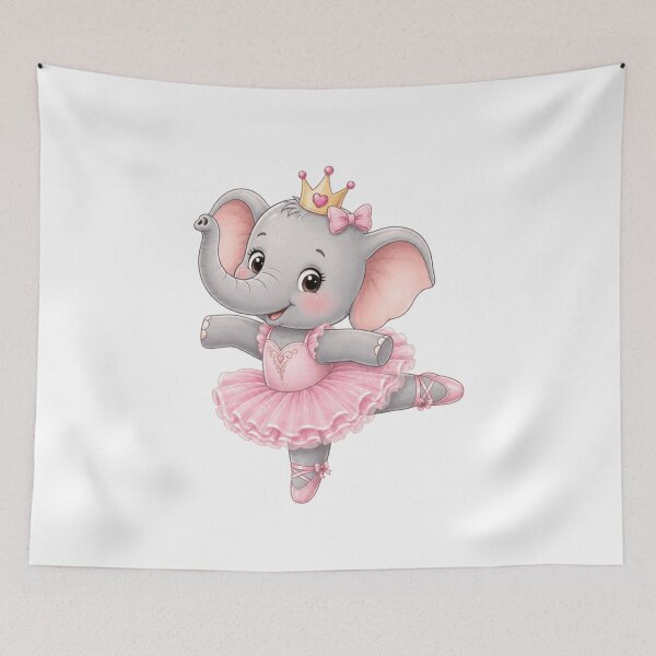 Aperçu de l'œuvre Éléphante ballerine mignonne - Princesse éléphante en tutu rose créée et vendue par ToonyTeez.