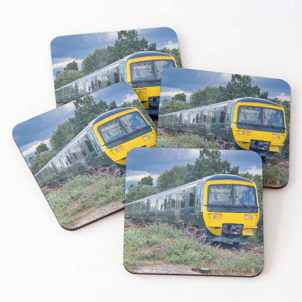 Item preview, Green Passenger Train in Countryside Wildflowers Photography designed and sold by leonwoods.