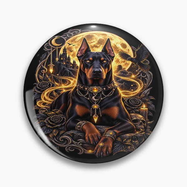 Item preview, Golden Moon Doberman – Gothic Guardian of the Night designed and sold by TroviTutto.