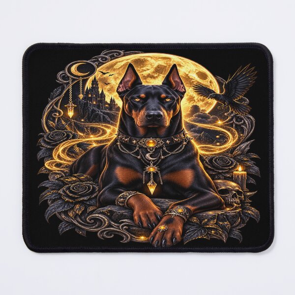 Item preview, Golden Moon Doberman – Gothic Guardian of the Night designed and sold by TroviTutto.