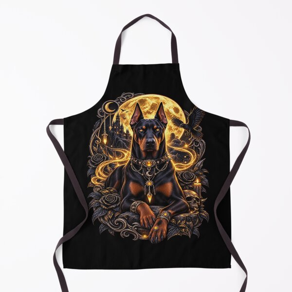 Item preview, Golden Moon Doberman – Gothic Guardian of the Night designed and sold by TroviTutto.