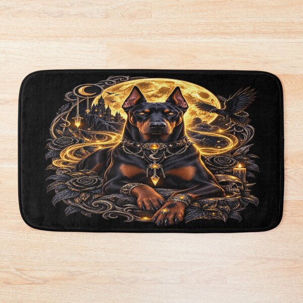 Item preview, Golden Moon Doberman – Gothic Guardian of the Night designed and sold by TroviTutto.