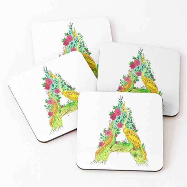 Item preview, Floral Letter A with Birds designed and sold by Ekaterina  Biserova.