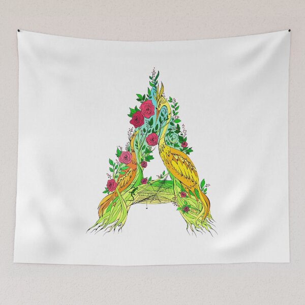 Item preview, Floral Letter A with Birds designed and sold by Ekaterina  Biserova.