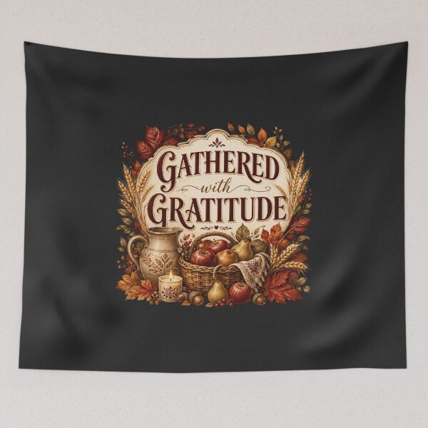 Item preview, Gathered With Gratitude – Autumn Harvest Family Design designed and sold by astersgraphics.