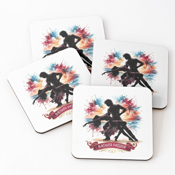 Item preview, Bachata Passion – Sensual Dance Couple Watercolor Illustration, Acrobatic Deep Dip Silhouette, Retro Ribbon Banner Latin Apparel Sticker designed and sold by SmartPuns.