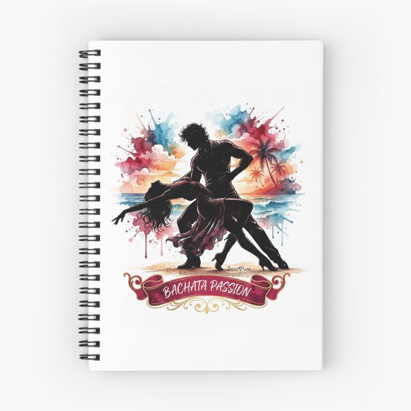 Item preview, Bachata Passion – Sensual Dance Couple Watercolor Illustration, Acrobatic Deep Dip Silhouette, Retro Ribbon Banner Latin Apparel Sticker designed and sold by SmartPuns.