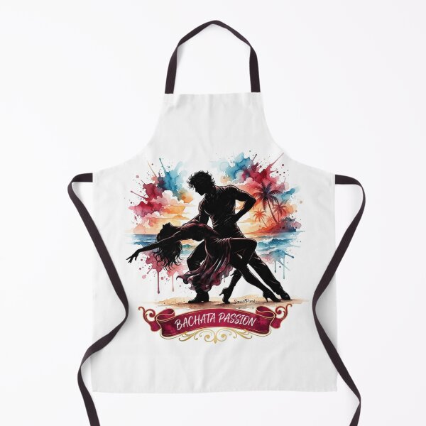 Item preview, Bachata Passion – Sensual Dance Couple Watercolor Illustration, Acrobatic Deep Dip Silhouette, Retro Ribbon Banner Latin Apparel Sticker designed and sold by SmartPuns.