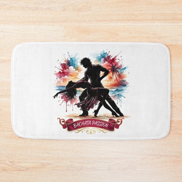 Item preview, Bachata Passion – Sensual Dance Couple Watercolor Illustration, Acrobatic Deep Dip Silhouette, Retro Ribbon Banner Latin Apparel Sticker designed and sold by SmartPuns.