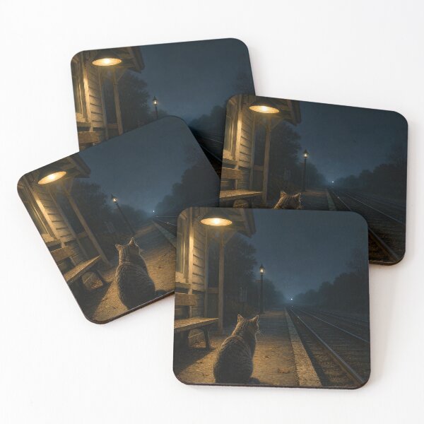 Item preview, Cat Waiting for the Last Train designed and sold by Mindscaper-.